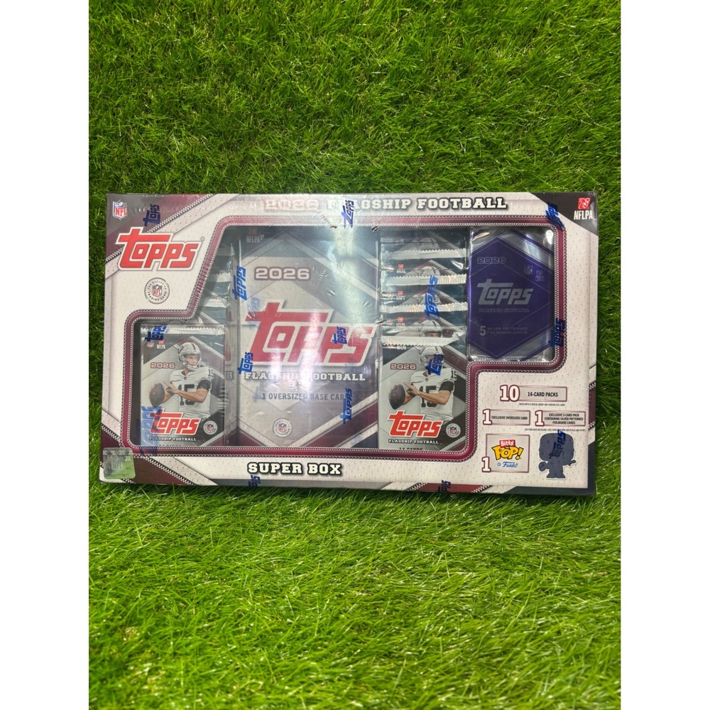 2026 Topps Flagship Football Super Box 147 Cards 10 Packs Bitty Pop Funko Sealed